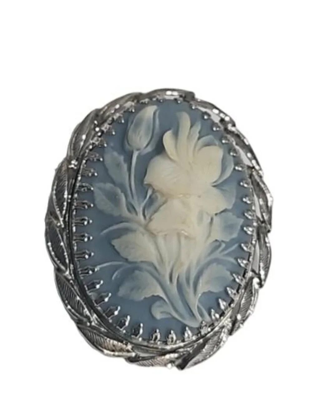 Whiting & Davis Floral Cameo Brooch